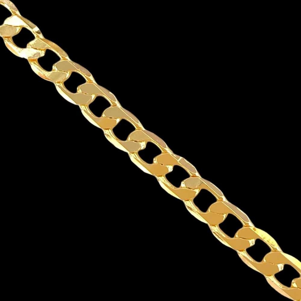 LAMINATED Gold Curb Link Chain Bracelet with LobsterClaw Clasp ClassicJewelry 8"